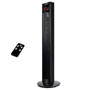 11 in. W x 11 in. D Electric Oscillating Tower Fan with Remote Control and LED Display