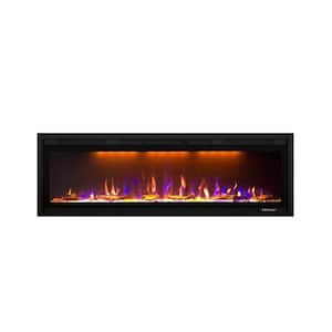 62 in. Recessed Electric Fireplace Insert With 5 Flame Settings Temperature in Black