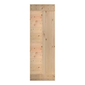 L Series 28 in. x 84 in. Unfinished Solid Wood Barn Door Slab - Hardware Kit Not Included