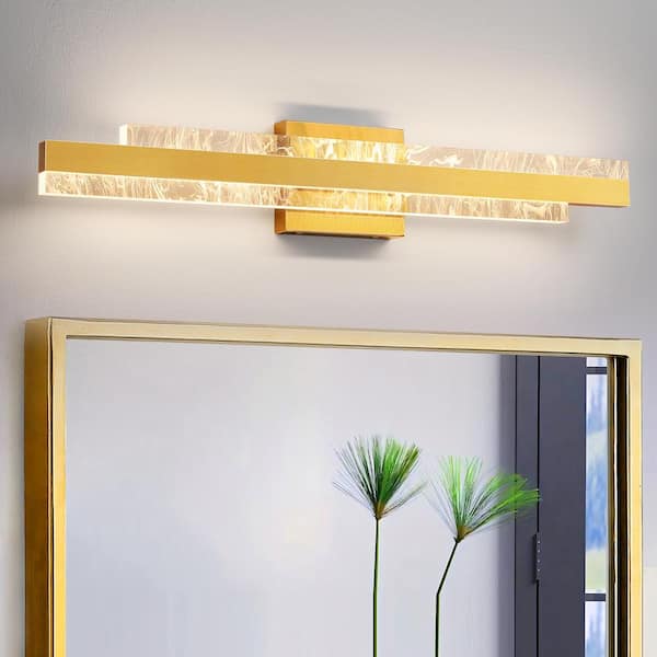 KAISITE 27 in. 1-Light Gold LED Vanity Light Bar, Dimmable Bathroom Light