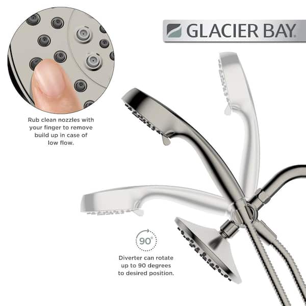 6-spray 5.51 in. Dual Shower Head and Handheld Shower Head in Brushed Nickel