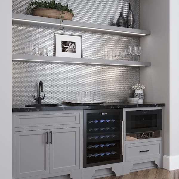 Silver 12.2 in. x 12.2 in. Polished Penny Round Glass Mosaic Floor and Wall Tile (7 Cases/72.38 sq. ft./Pallet)