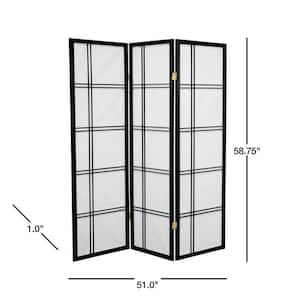 5 ft. Black 3-Panel Room Divider