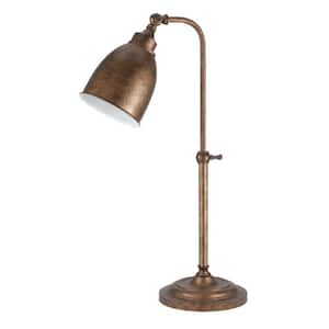 28 in. Rust Standard Light Bulb Bedside Table Lamp with Copper Metal Shade