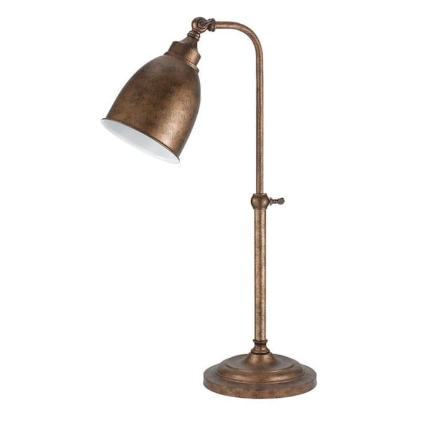 HomeRoots 28 in. Rust Standard Light Bulb Bedside Table Lamp with Copper Metal Shade