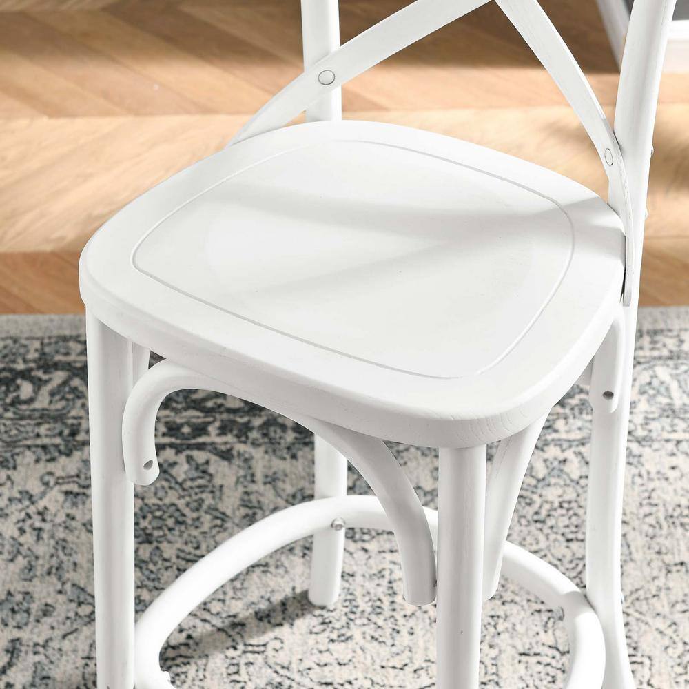 White Elm Wood X-Back Counter Stool