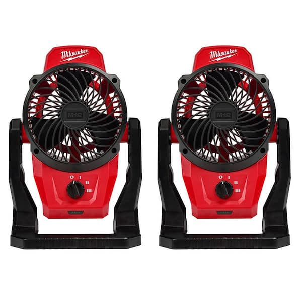 Milwaukee M12 12-Volt Lithium-Ion Cordless Jobsite Fan (2-Pack