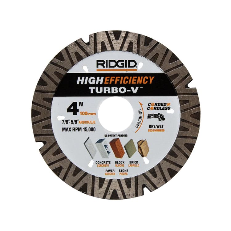 RIDGID TURBO-V 4 in. Turbo Rim Diamond Blade for Masonry High Efficiency Cutting