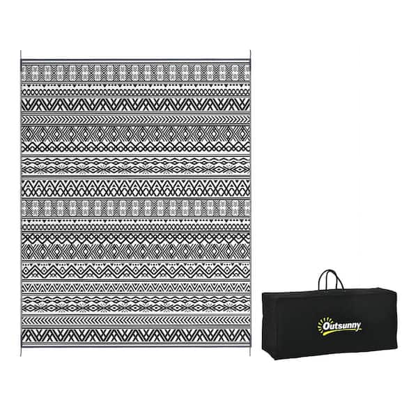 95.75 in. x 120 in. Reversible Outdoor Rug, Waterproof Plastic Straw Floor Mat, RV Camping Carpet with Carry Bag