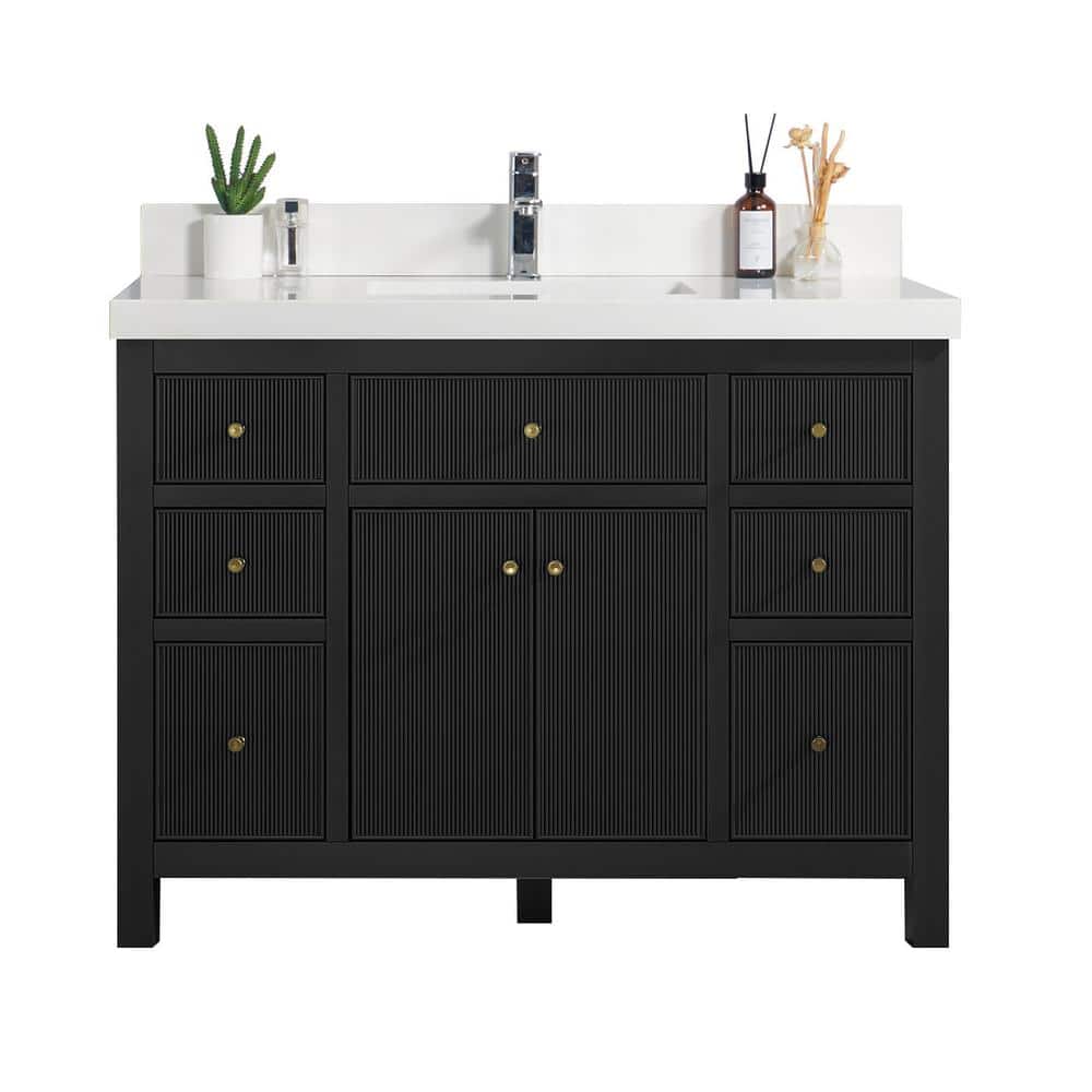 Sonoma 42 in. W x 22 in. D x 36 in. H Bath Vanity in Black with 2 in. White Quartz Vanity Top price history on PriceWatchPro