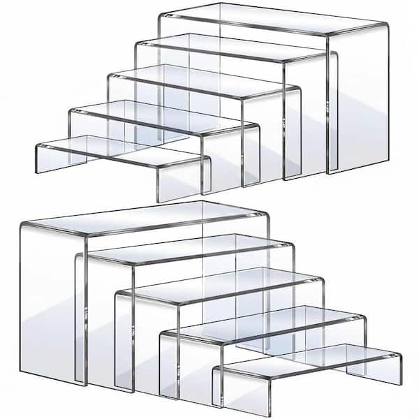 10-Pieces Clear Acrylic Cake Stand Transparent Color Family Acrylic Material with Stackable Display Shelf Risers