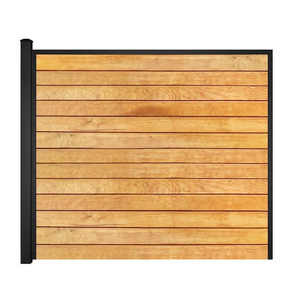 Slipfence 6 ft. x 6 ft. Horizontal Aluminum Fence Panel Including one 9 ft. Post, ready to add 13 units of 5/4 in. deck boards