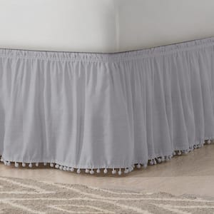 Pom Pom Gray Solid King Bed Skirt