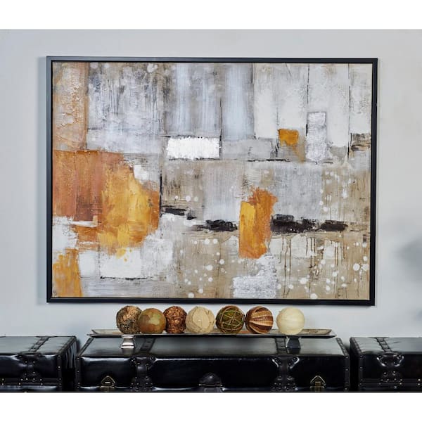 Litton Lane 1- Panel Abstract Framed Wall Art with Black Frame 36 in. x 48 in.