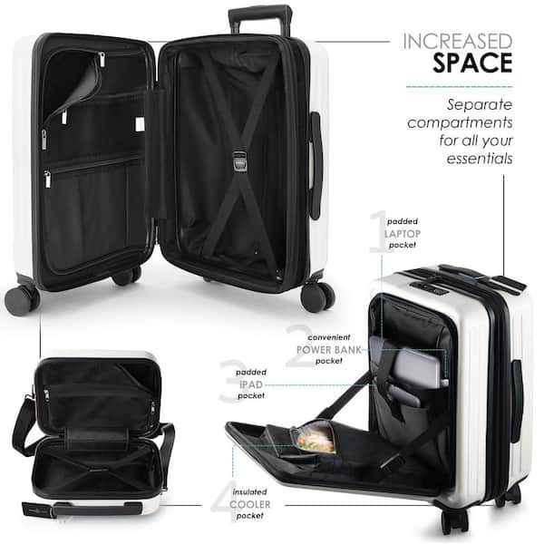 TRAVELARIM 4-Piece White Nested Hard Luggage Set Expandable