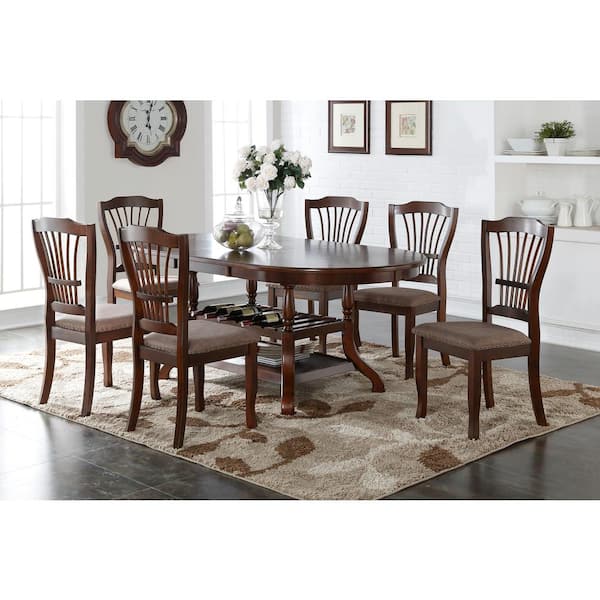 New Classic Furniture Bixby 7-Piece Espresso Wood Top Dining Table Set (Seats 6)