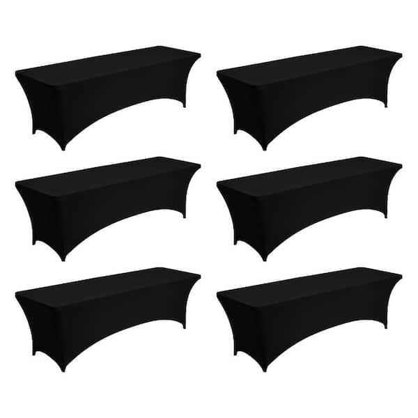 Table Cloth 6 Pack for 8 ft. Rectangular Fitted Stretch Spandex Table Covers in Black