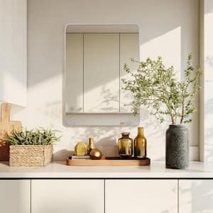 22 in. W x 30.1 in. H Modern Rectangular Aluminum Frame Silver Wall Mirror (Screws Included)