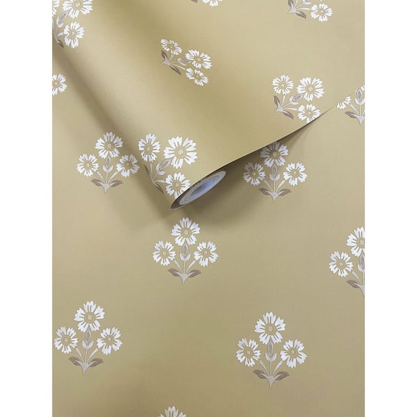 Walls Republic Ochre Timeless Bloom Floral Wallpaper Print Non-Woven Non-Pasted Textured Wallpaper 57 sq. ft.