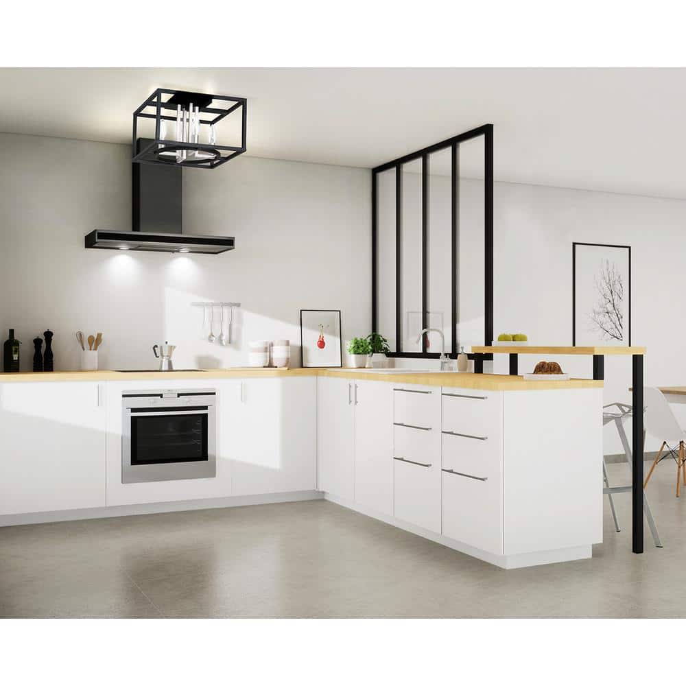 Mundazo Geometric Black and Brushed Nickel 4-Light Ceiling Mount
