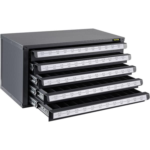 Drill Bit Dispenser Cabinet 5-Drawers Drill Dispenser Organizer Cabinet for Sizes 33/64 in. to 63/64 in.