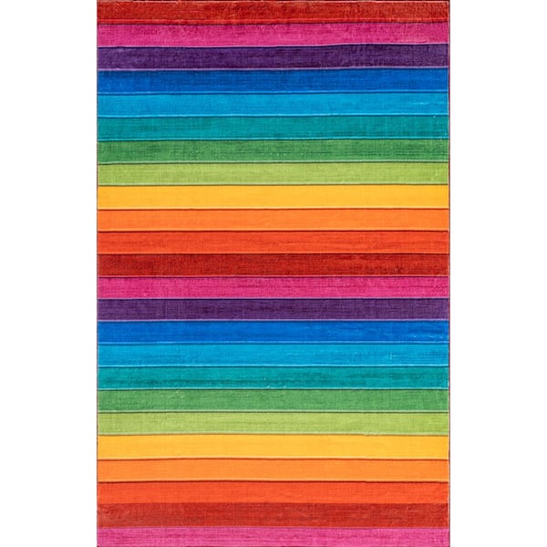 nuLOOM Henriette Rainbow Machine Washable Kids Multi 4 ft. x 6 ft. Area Rug