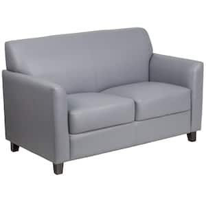 Hercules Diplomat 52 in. Gray Faux Leather 2-Seater Loveseat with Flared Arms