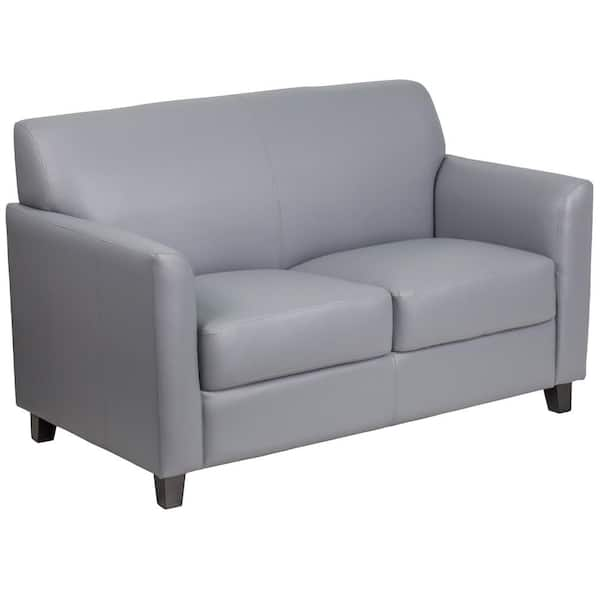 Flash Furniture Hercules Diplomat 52 in. Gray Faux Leather 2-Seat Loveseat with Flared Arms