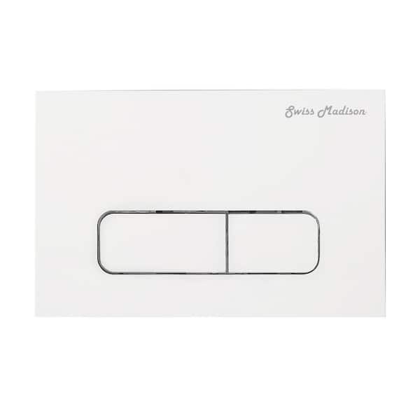 Swiss Madison Wall Mount Dual Flush Actuator Plate with Rectangle Push Buttons, White