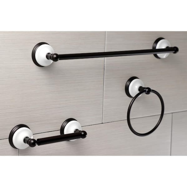 3pc Traditional Solid Brass Oil Rubbed Bronze Double Towel Bar Bath  Accessory Set - Kingston Brass