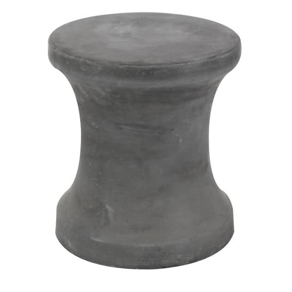 16 in. Black Round Fiberclay Ceramic Outdoor Accent Table