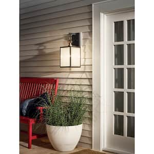 Lahden 21.75 in. 1-Light Weathered Zinc Outdoor Hardwired Wall Lantern Sconce with No Bulbs Included (1-Pack)