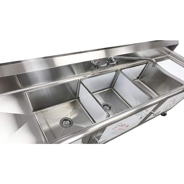 Portable Concession Sinks LARGE 3 Compartment Sink Set & Drain
