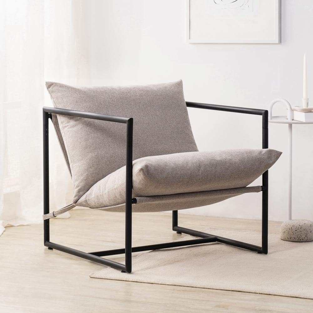 Zinus Ashton Oatmeal Metal and Upholstered Sling Accent