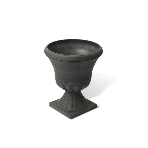 Algreen Valencia Planter Urn 21.5 in. H x 18.5 in. Dia Black Polystone Planter