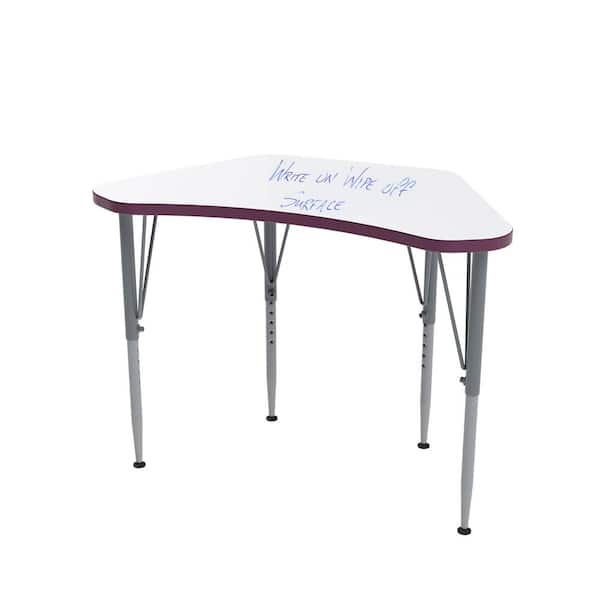 TOT MATE Versa Wing Kids Desk Height Adjustable Laminate Large Surface Write-On/Wipe-Off Top Classroom Table (Purple 21-30 in. H)
