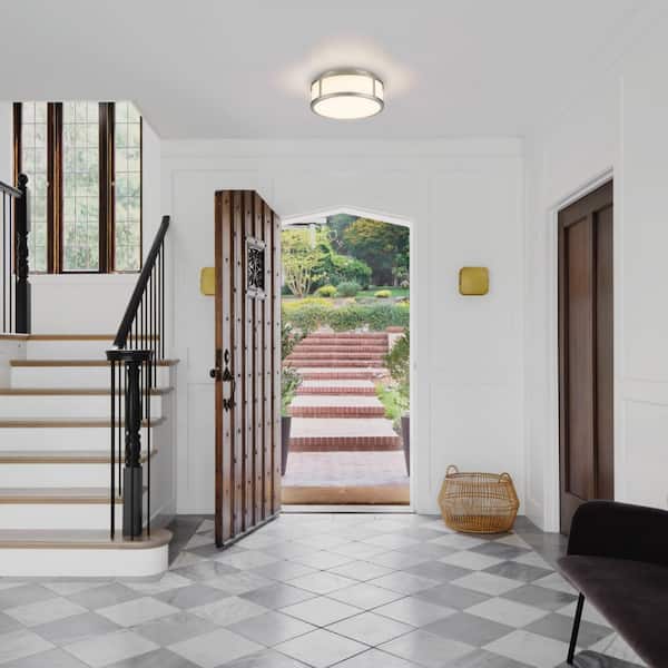 Adria 10-in Round Brushed Nickel Integrated LED Flush Mount Light