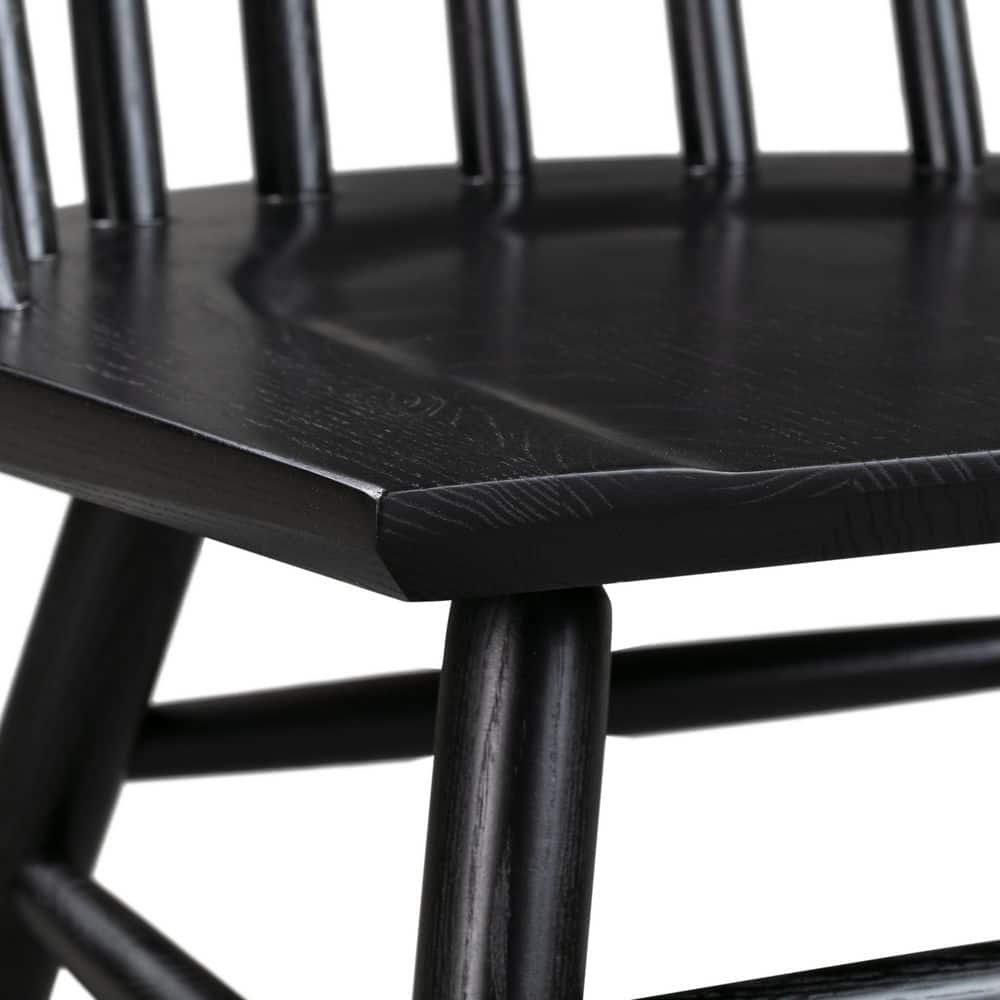 Black High Back Solid Wood Slat Dining Chair
