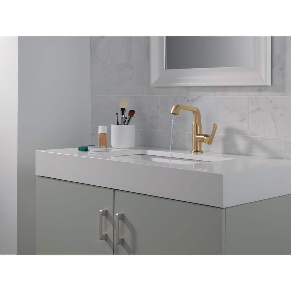 Champagne Bronze Tetra Single Hole Bathroom Faucet with Drain Assembly
