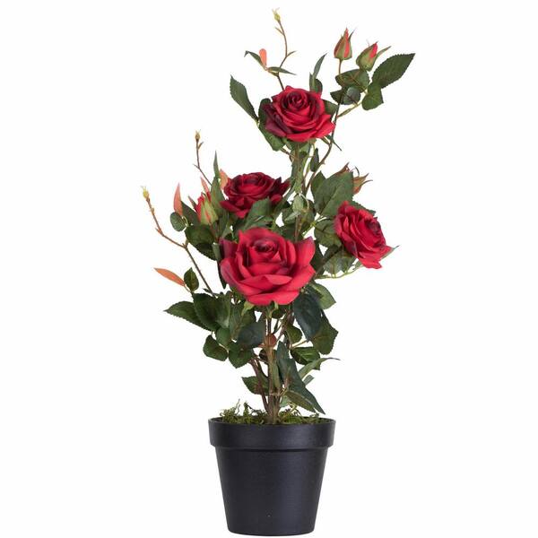 Vickerman 21 in Artificial Red Rose Plant in Pot.