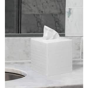 Monarch Hand Hammered Metal Tissue Box Cover in Classic White