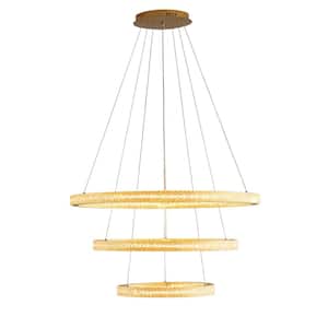 Minimalist Modern Integrated LED Gold Crystal Lighting Rings Chandelier Ceiling Lamp Fixtures With DIY Design
