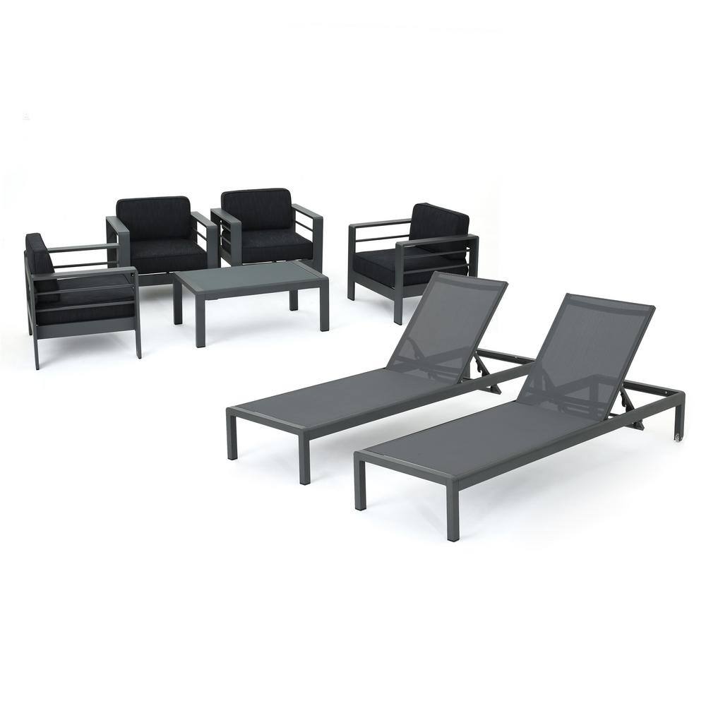 Cape Coral Grey 7-Piece Aluminum Patio Conversation Set with Dark Grey Cushions price history on PriceWatchPro