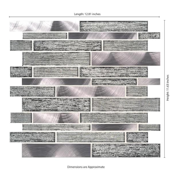 MSI Volcanic Luxe Interlocking 12 in. x 12 in. Glass/Metal Mesh