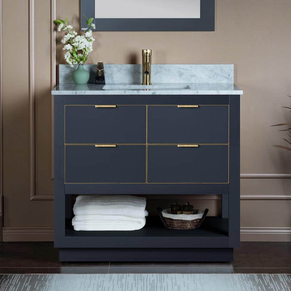 WOODBRIDGE Venice 43 in.W x 22 in.D x 38 in.H Bath Vanity in Gray with