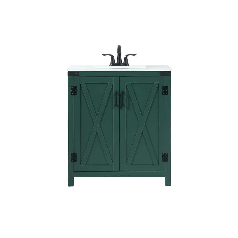 Simply Living 30 in. W x 19 in. D x 34 in. H Bath Vanity in Green with Ivor