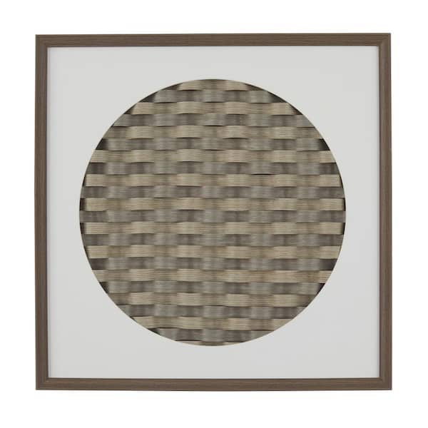 Litton Lane 24 in. x 24 in. Dark Brown 3D Weaved Geometric Shadow Box