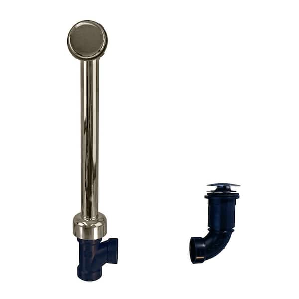 Westbrass ABS/Brass Semi-Exposed Waste and Overflow with Tip-Toe Drain, Polished Nickel
