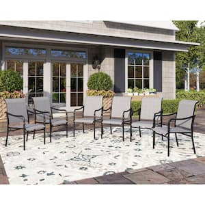 Black Arm Gourd-shaped Design Textilene Patio Dining Chairs (6-Pack)