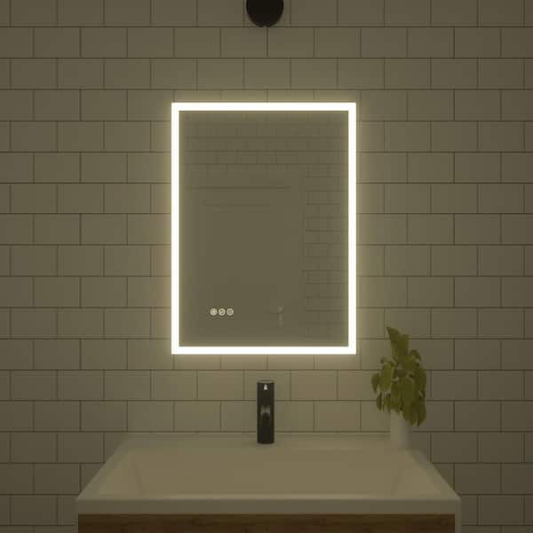 TaiMei 22 in. W x 30 in. H Frameless LED Single Bathroom Vanity Mirror in Polished Crystal